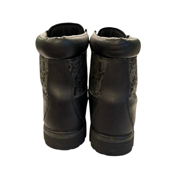 US 13W MEN'S BLACK TIMBERLAND PREMIUM LEATHER WATERPROOF BOOTS LOGO SIDE - Picture 10 of 10